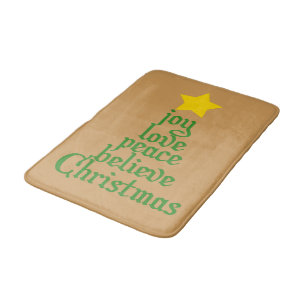 Joy, Love, Peace, Believe, Christmas Bath Mat