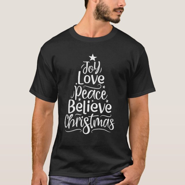 Joy Love Peace Believe Christmas Boys Kids Girls X T-Shirt (Front)