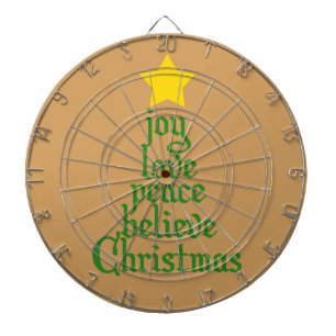 Joy, Love, Peace, Believe, Christmas Dartboard