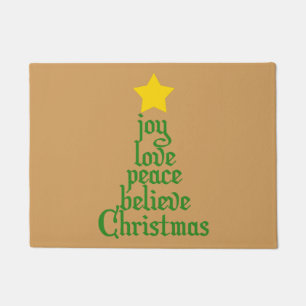 Joy, Love, Peace, Believe, Christmas Doormat