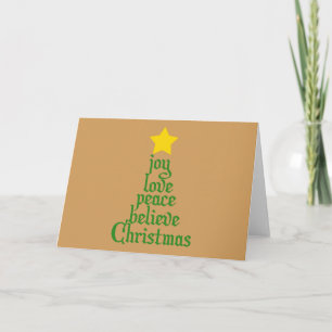 Joy, Love, Peace, Believe, Christmas Holiday Card
