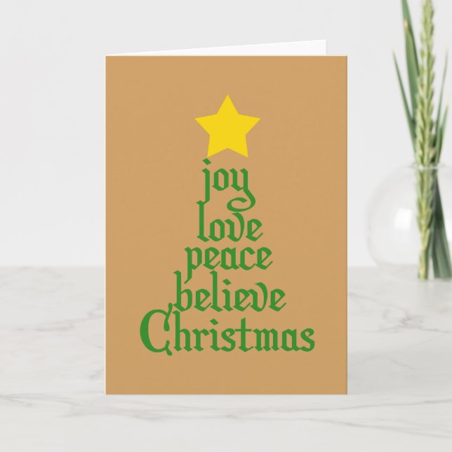 Joy, Love, Peace, Believe, Christmas Holiday Card (Front)