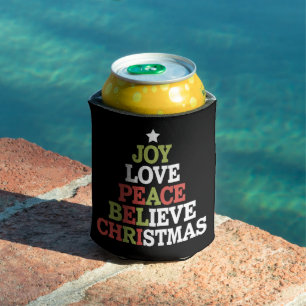 Joy Love Peace Believe Christmas Tree Family Can Cooler