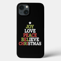 Joy Love Peace Believe Christmas Tree Family