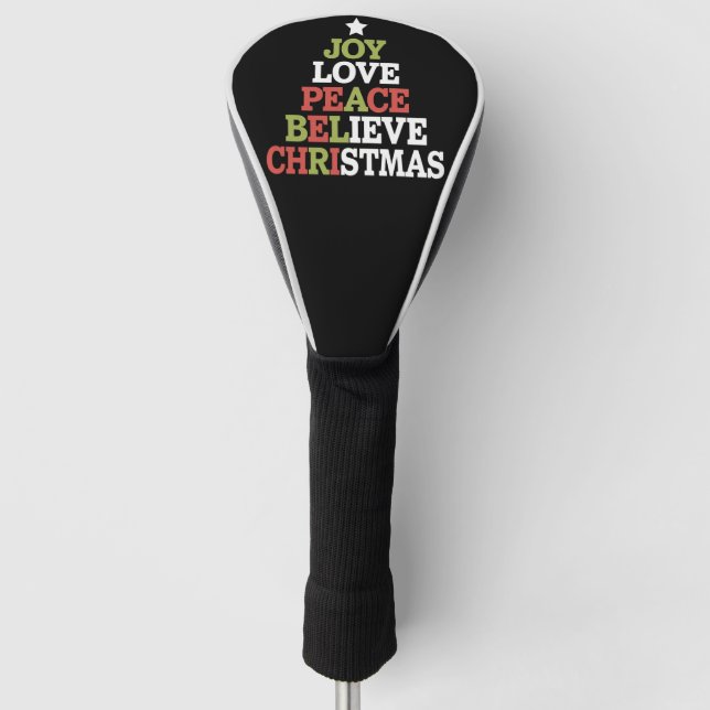 Joy Love Peace Believe Christmas Tree Family  Golf Head Cover (Front)
