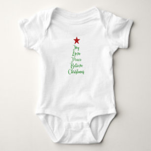 Joy Love Peace Believe Christmas Tree with Red Baby Bodysuit
