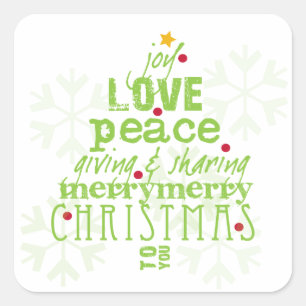 Joy, Love, Peace Christmas Envelope & Gift Sticker