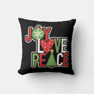 Joy Love Peace Christmas Festive Holiday Cute Fun Cushion