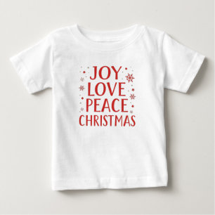 Joy Love Peace Christmas Festive Typography Hoodie Baby T-Shirt