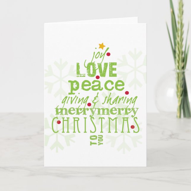 Joy, Love, Peace Christmas Tree Card (Front)
