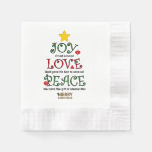 Joy Love Peace coined Cocktail Paper Napkin