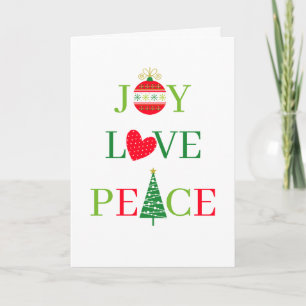 JOY, LOVE, PEACE Cute Christmas Card