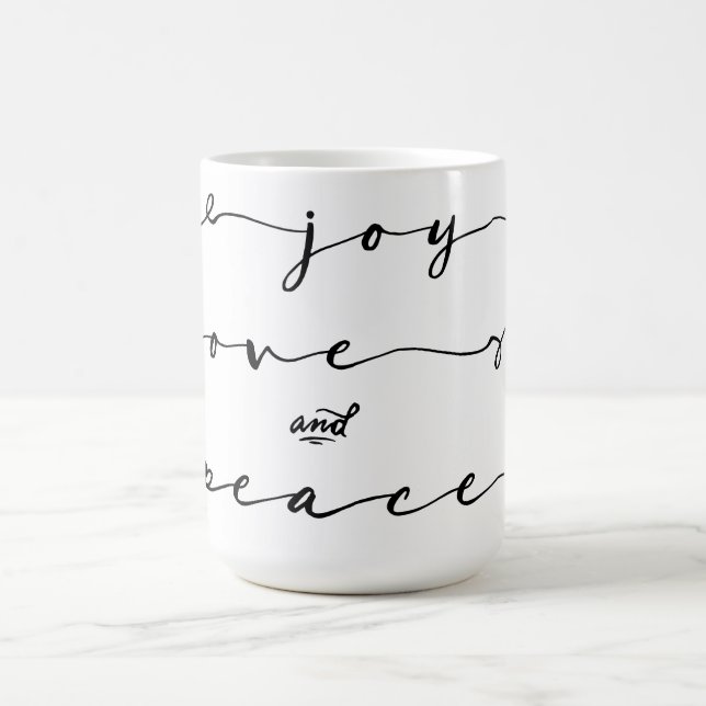 Joy, Love & Peace | Elegant Handwriting Holiday Coffee Mug (Center)