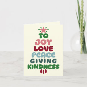 Joy Love Peace Giving & Kindness Tree Small Folded Holiday Card