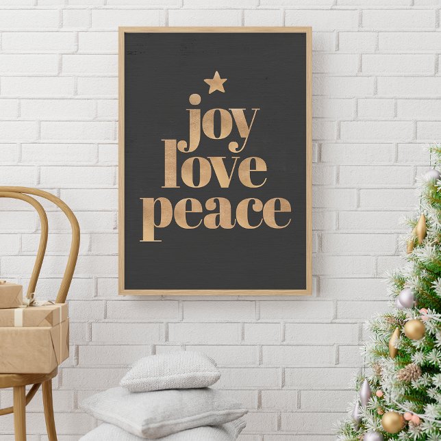Joy Love Peace | Gold Elegant Minimalist Christmas Poster (Creator Uploaded)