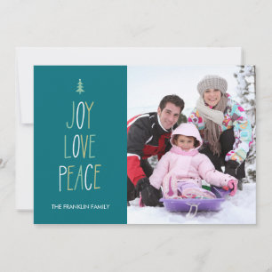 Joy, Love & Peace Hand Lettered Holiday Photo Card