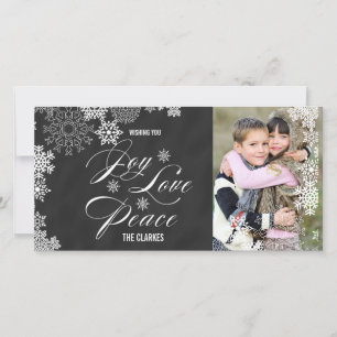 JOY LOVE PEACE HOLIDAY PHOTO CARD CHALKBOARD