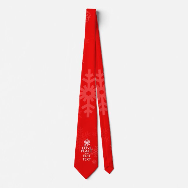 Joy Love Peace Personalised Your Text Keep Calm Tie (Front)