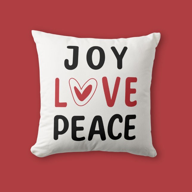 Joy Love Peace Red Heart Inspirational Cushion (Creator Uploaded)