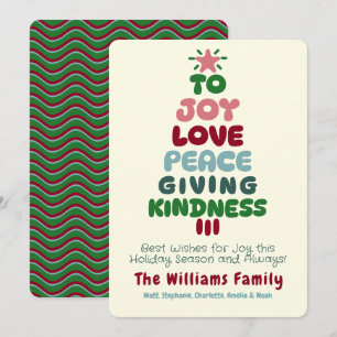 Joy Love Peace Tree Holiday Card