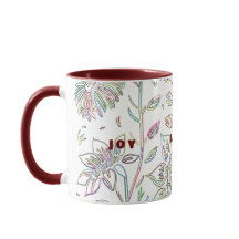 Joy Love Peace Two-Toned Maroon Mug