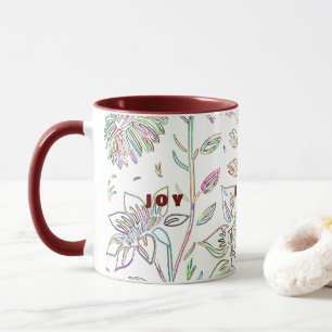 Joy Love Peace Two-Toned Maroon Mug
