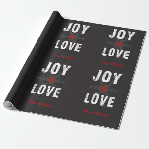 Joy & Love Script Christmas Holiday Custom Text Wrapping Paper