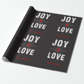 Joy & Love Script Christmas Holiday Custom Text Wrapping Paper