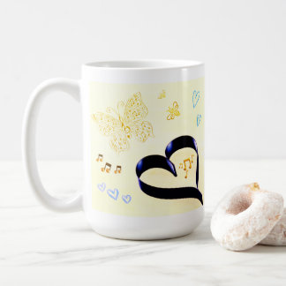 Joy Matters - Music Cat - Butterfly & Bees Golden Coffee Mug