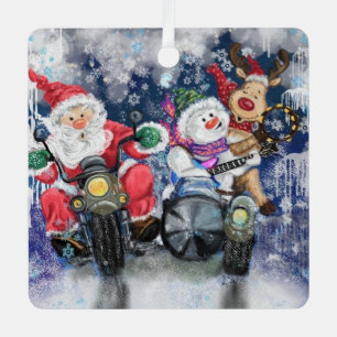Joy - Merry Christmas - Happy - Drawing Funny Metal Tree Decoration