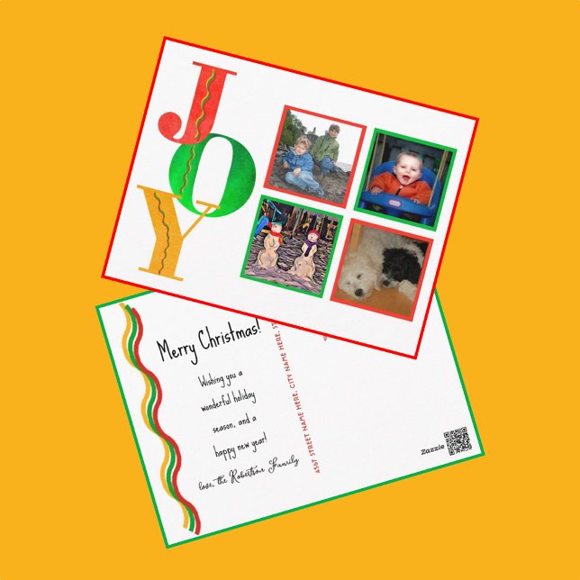 JOY Merry Christmas Happy New Year Photo Postcard (Creator Uploaded)