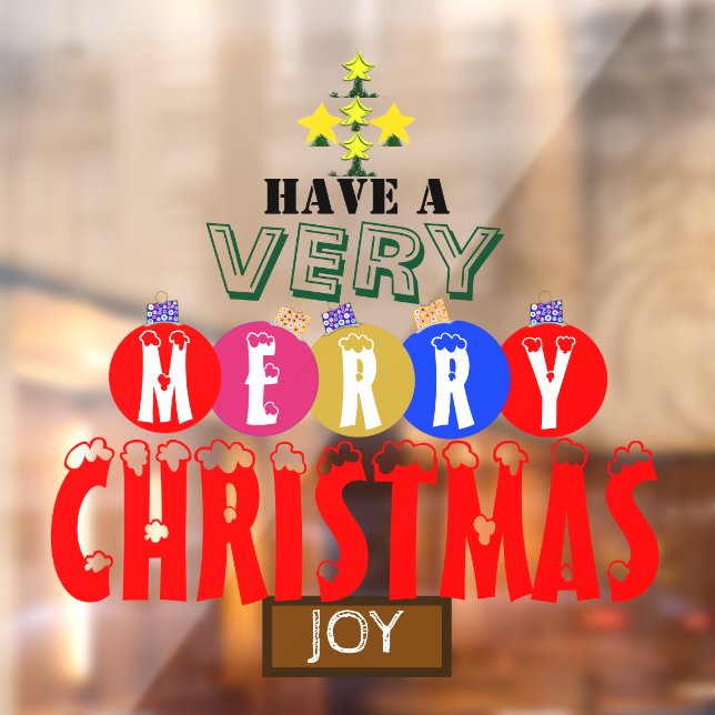 Joy Merry Christmas Ornaments Tree     Window Cling (Sheet 2)