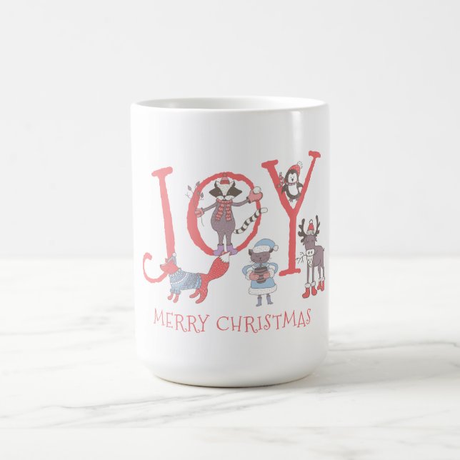 Joy Merry Christmas  Winter Animals Coffee Mug (Center)