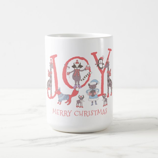 Joy Merry Christmas  Winter Animals Coffee Mug (Center)