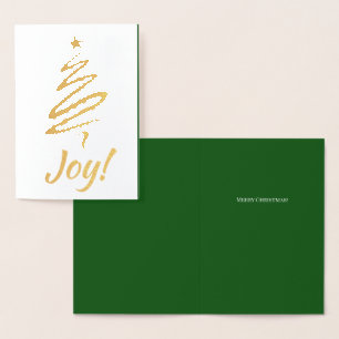 Joy! Merry Christmas Xmas Tree Green Your Words Foil Card