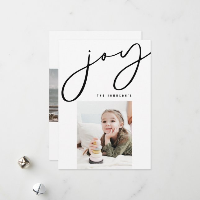 Joy Minimalist Family Photo Christmas Card (Front/Back In Situ)