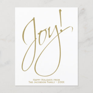 Joy! Minimalist Gold & White BUDGET Holiday Card