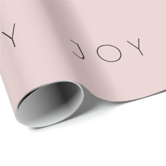 Joy Minimalist Rose Gold Black Typography Pattern  Wrapping Paper