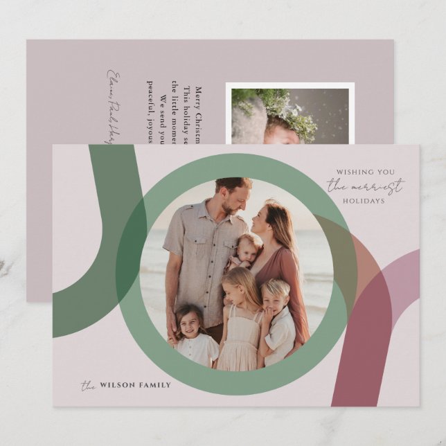 JOY Modern 2 Photo Christmas Holiday Card (Front/Back)