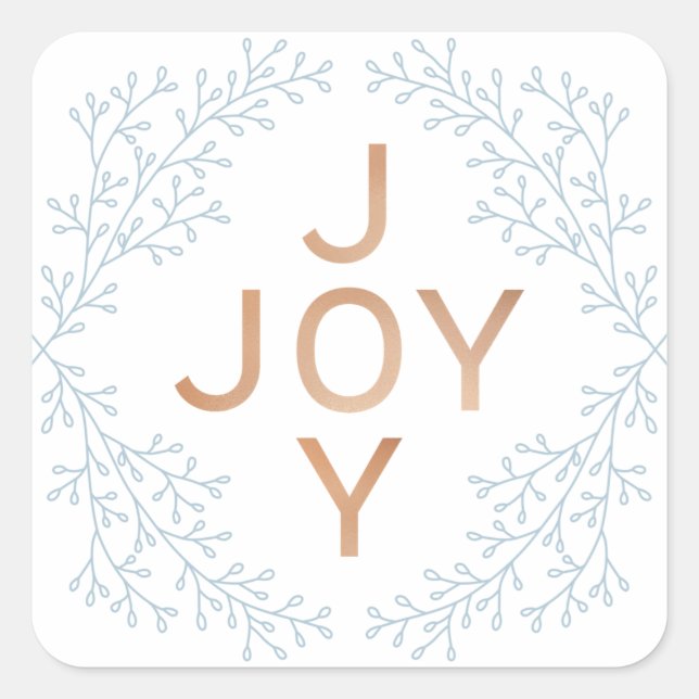 Joy | Modern And Elegant Foliage Holiday Square Sticker (Front)