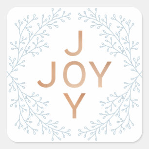 Joy   Modern And Elegant Foliage Holiday Square Sticker