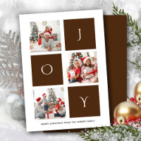 JOY Modern Brown Fun Script Photo Collage Simple