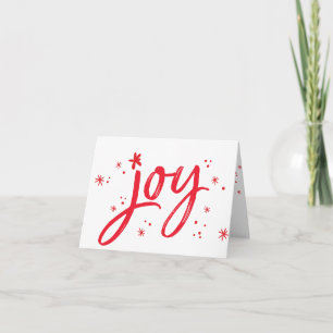 JOY modern corporate holiday greeting red sparkles