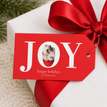 JOY Modern Custom Photo Red Christmas Holiday