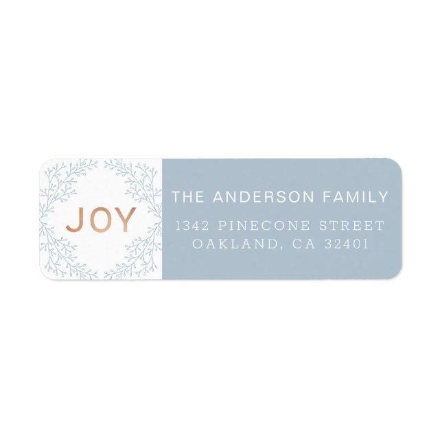 Joy | Modern Dusty Blue Holiday Address (Front)
