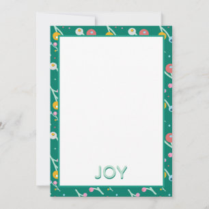 Joy Modern Holiday Berries Green Christmas Card