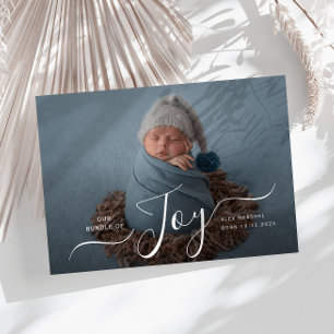 JOY modern holiday birth announcement photo