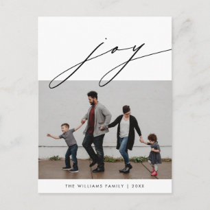 Joy, Modern Merry Christmas Family Photo Postcard
