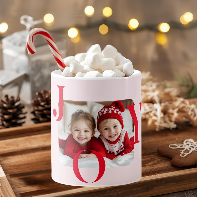 JOY | Modern Red & Mug Christmas Photo Gift (Creator Uploaded)