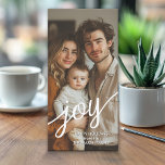Joy - Modern Script Photo - simple Holiday Card<br><div class="desc">White Script over portrait photo - subject to the top. One full picture is included on the front. A simple and stylish holiday design that highlights your photos. If you have any problems with your pictures or text, click on the customise button and you will be able to move things...</div>